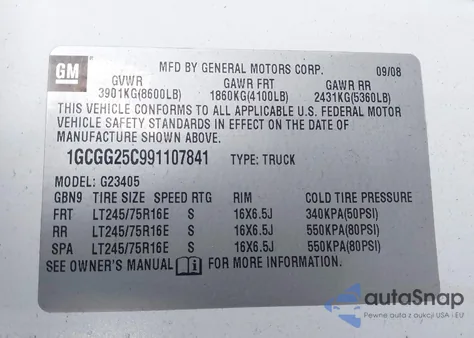 2009 Chevrolet Express 2500 Work Van from USA, damaged, VIN 1GCGG25C991107841